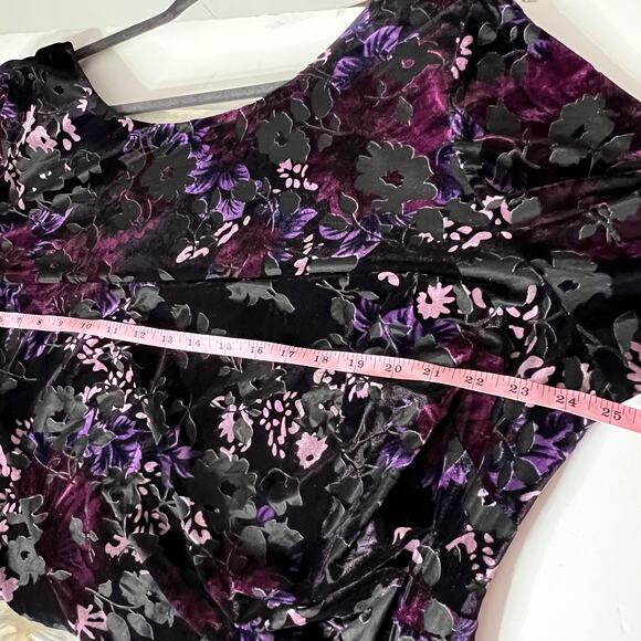 Adrianna Papell Velvet Burnout Sheath Dress Floral Black Purple Plus Size 26W - Picture 5 of 12